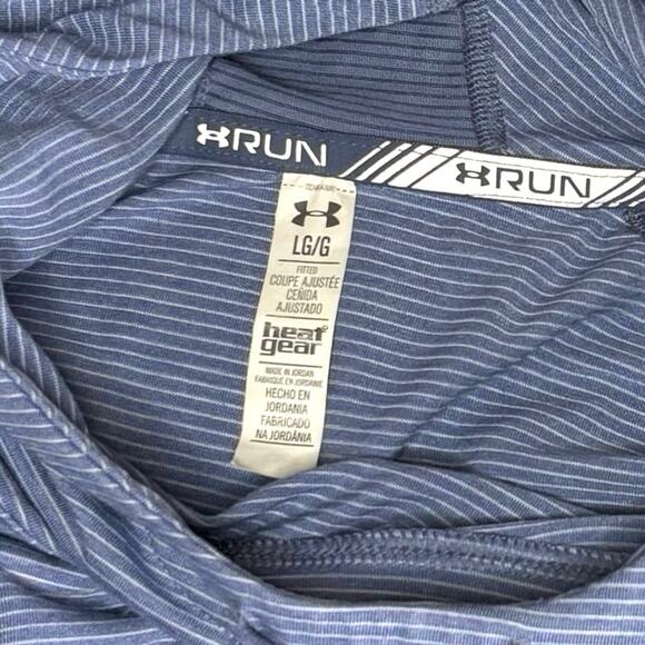 Under Armour Run ColdGear Hoodie Top Women's L | Blue Stripe Performance | EUC - Picture 6 of 10